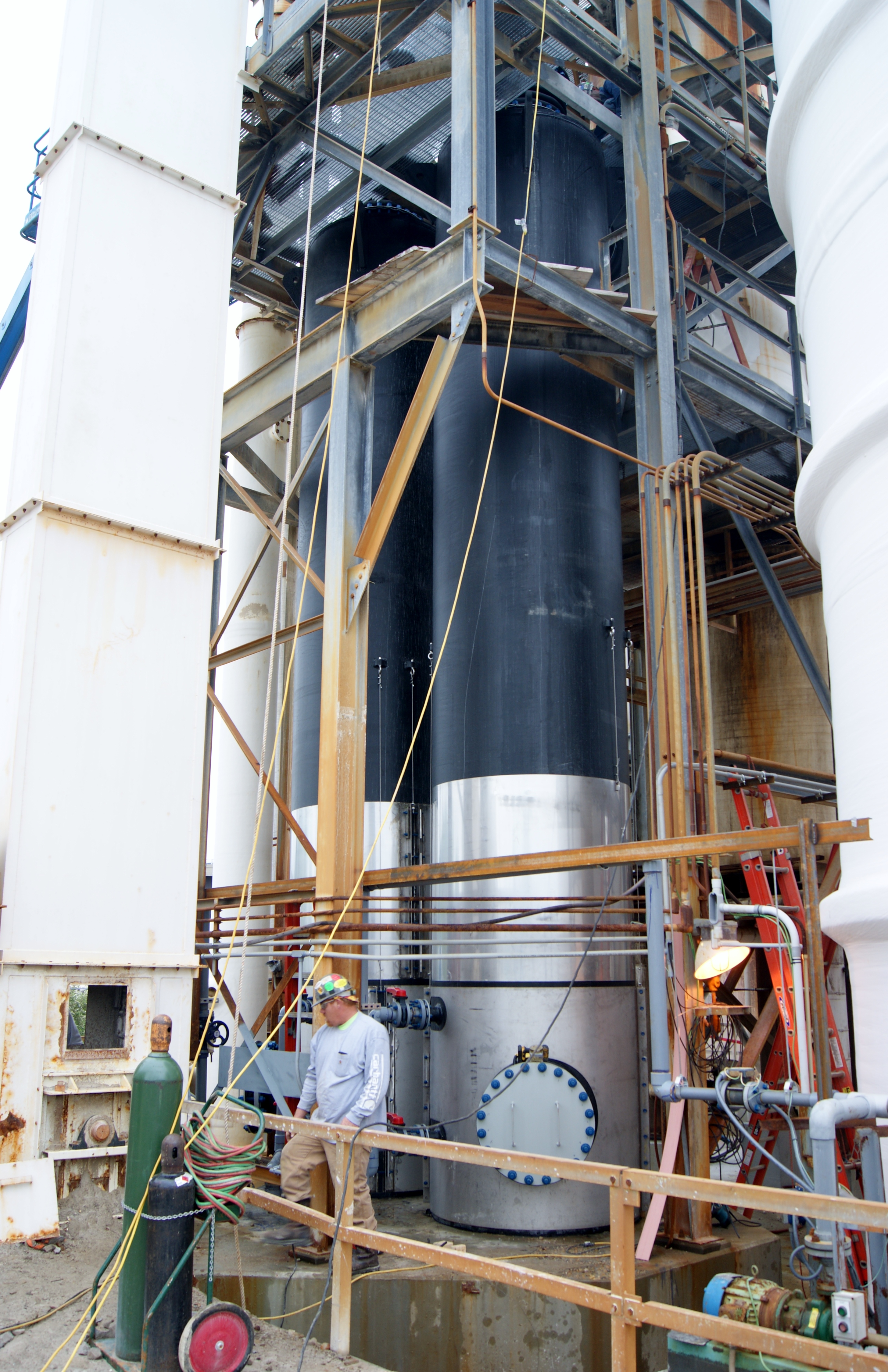 Chemical reactor tanks in place